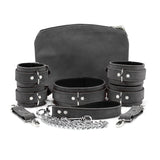 Lena 7-piece luxury grey suede bondage set