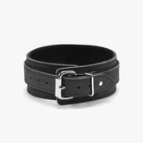 Lena Black Suede BDSM Collar with Adjustable Back Buckle