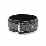 Luxury Grey Suede Submissive Bondage Collar with Adjustable Buckle