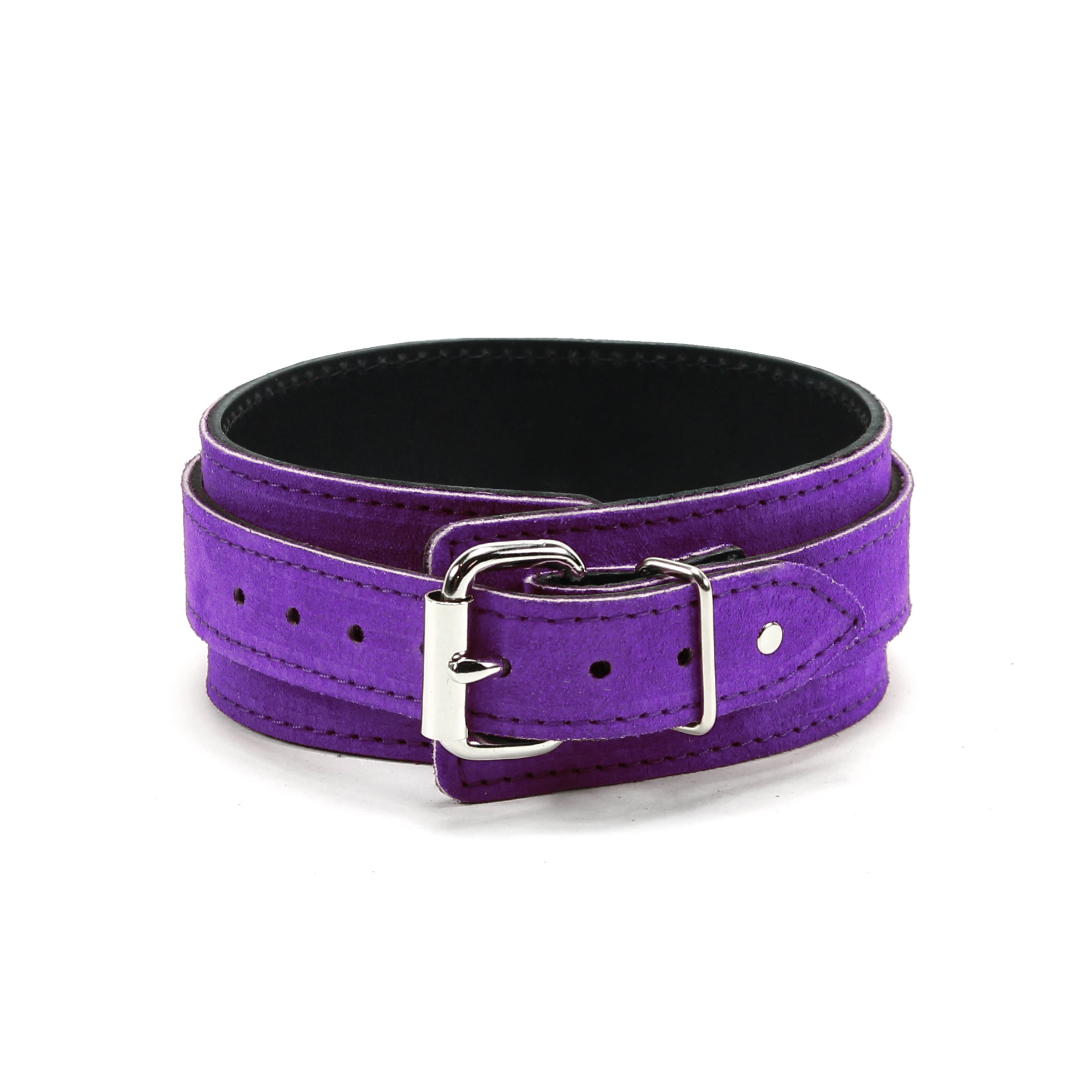 Lena Dark Purple Suede BDSM Collar with Adjustable Back Buckle