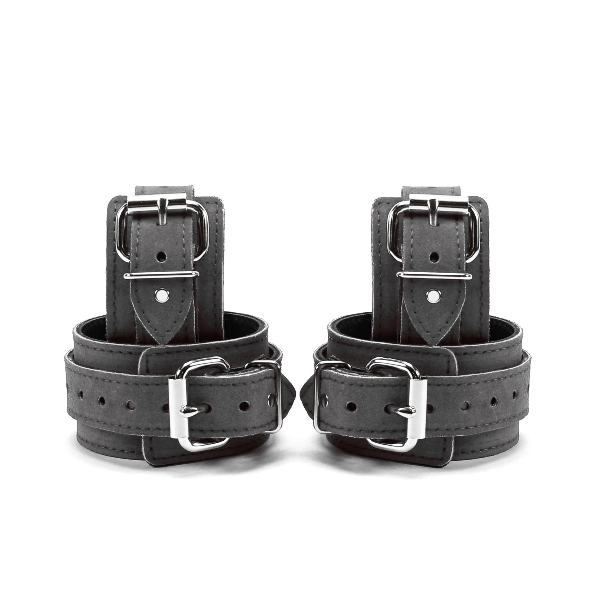 Lena Luxury Grey Suede Bondage Cuffs Adjustable Buckles