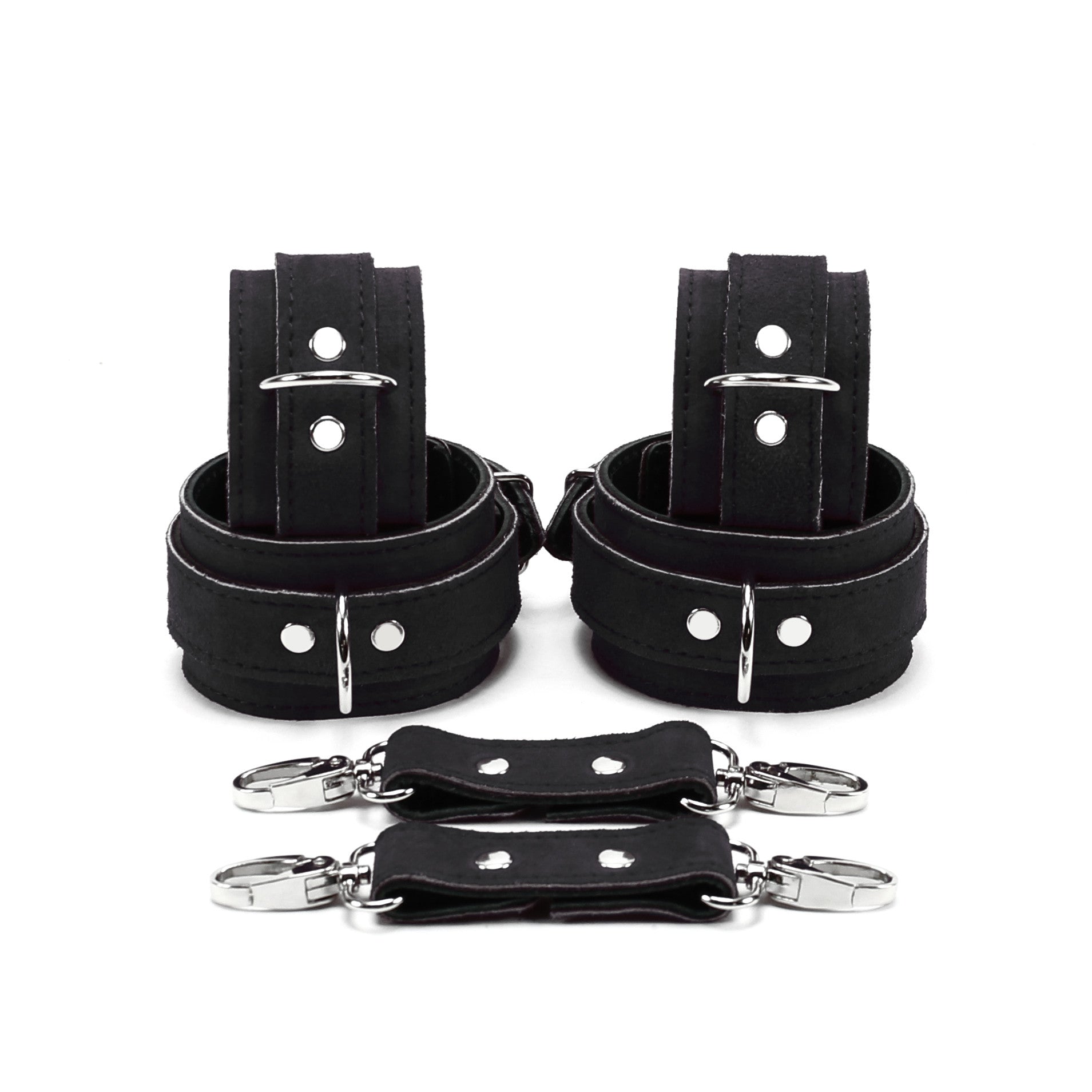 Lena Luxury Black Suede Wrist and Ankle Bondage Cuffs