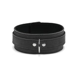 Lena Luxury Black Suede Submissive Collar with Nickel-Plated D-ring