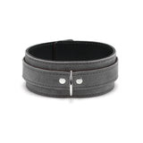 Lena Luxury Grey Suede Submissive Collar with Nickel-Plated D-ring