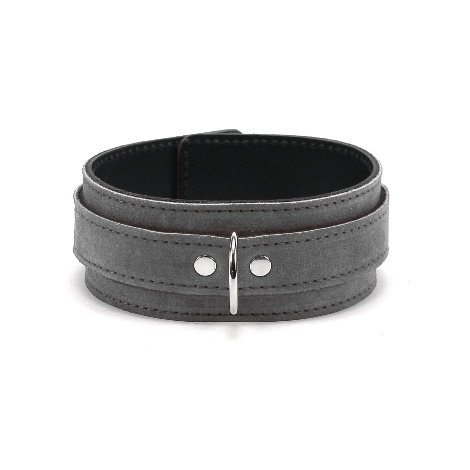 Lena Grey Suede 2-inch wide Bondage Collar