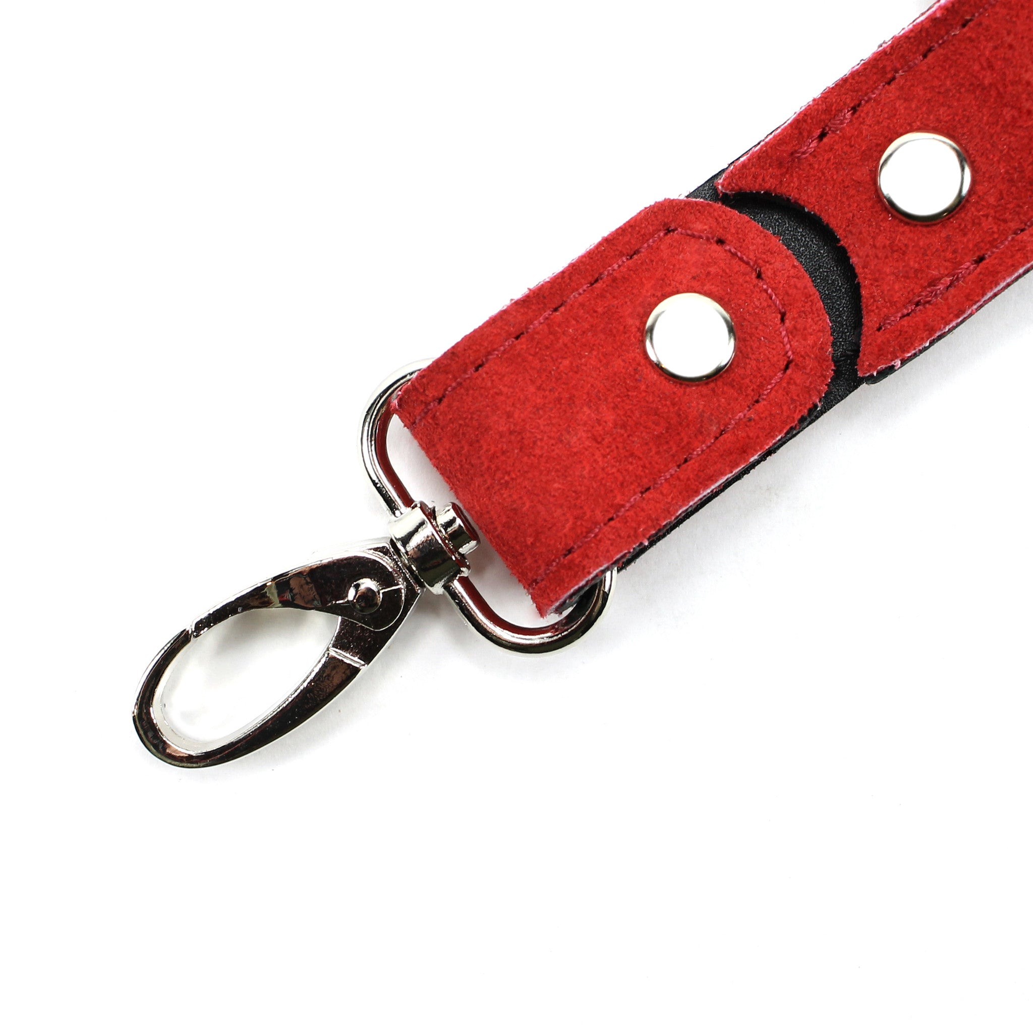 Lena red suede clip detail