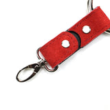 Red Suede Hogtie Clip Detail