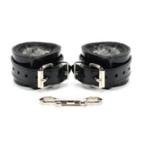 Roma Luxury Vegan Faux Fur-Lined BDSM Cuff Black PVC