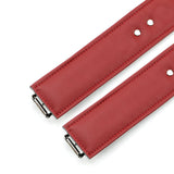 Luxury vegan bondage cuffs with faux red lambskin padding