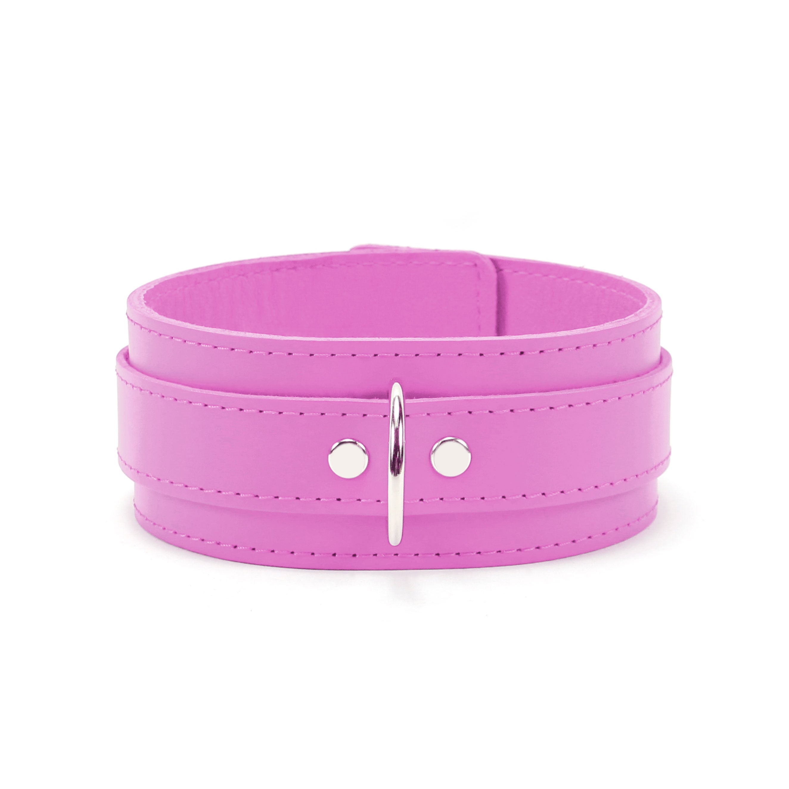 Luxury Leather Bondage Collar Pink Front