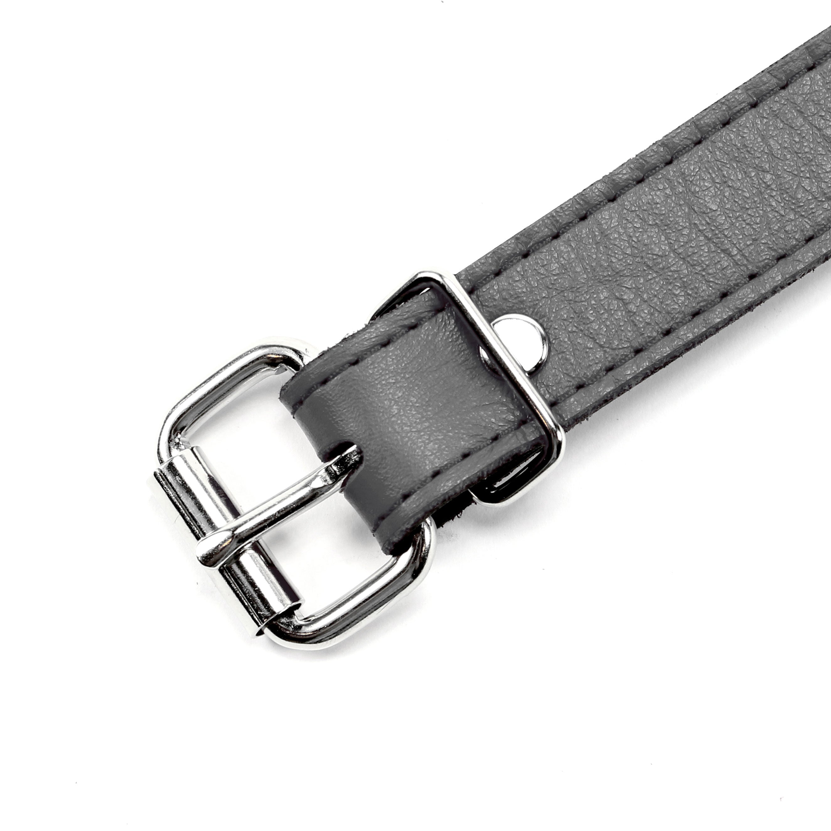 Berlin Grey Leather Ball Gag Buckle Detail