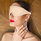 Galen Luxury Nude Leather Bondage Blindfold on Model