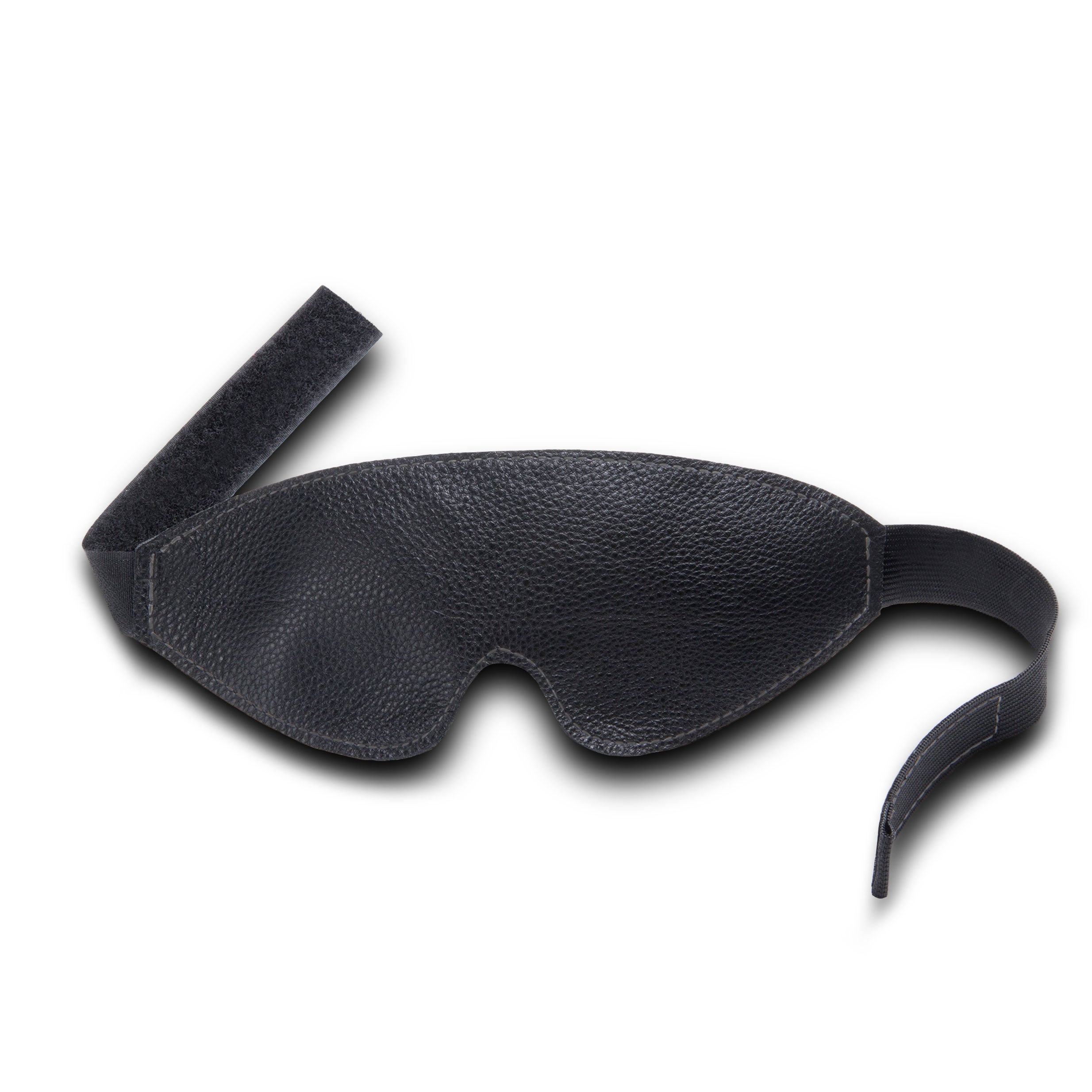 Luxury Leather Contoured BDSM Blindfold Grey Stitching