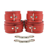 Berlin Leather Faux Fur Lined Submissive Cuffs Front Red
