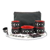 Mandrake 7-piece lambskin leather padded bondage set red lockable