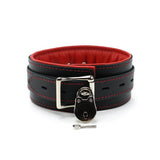 Luxury red padded locking bondage collar