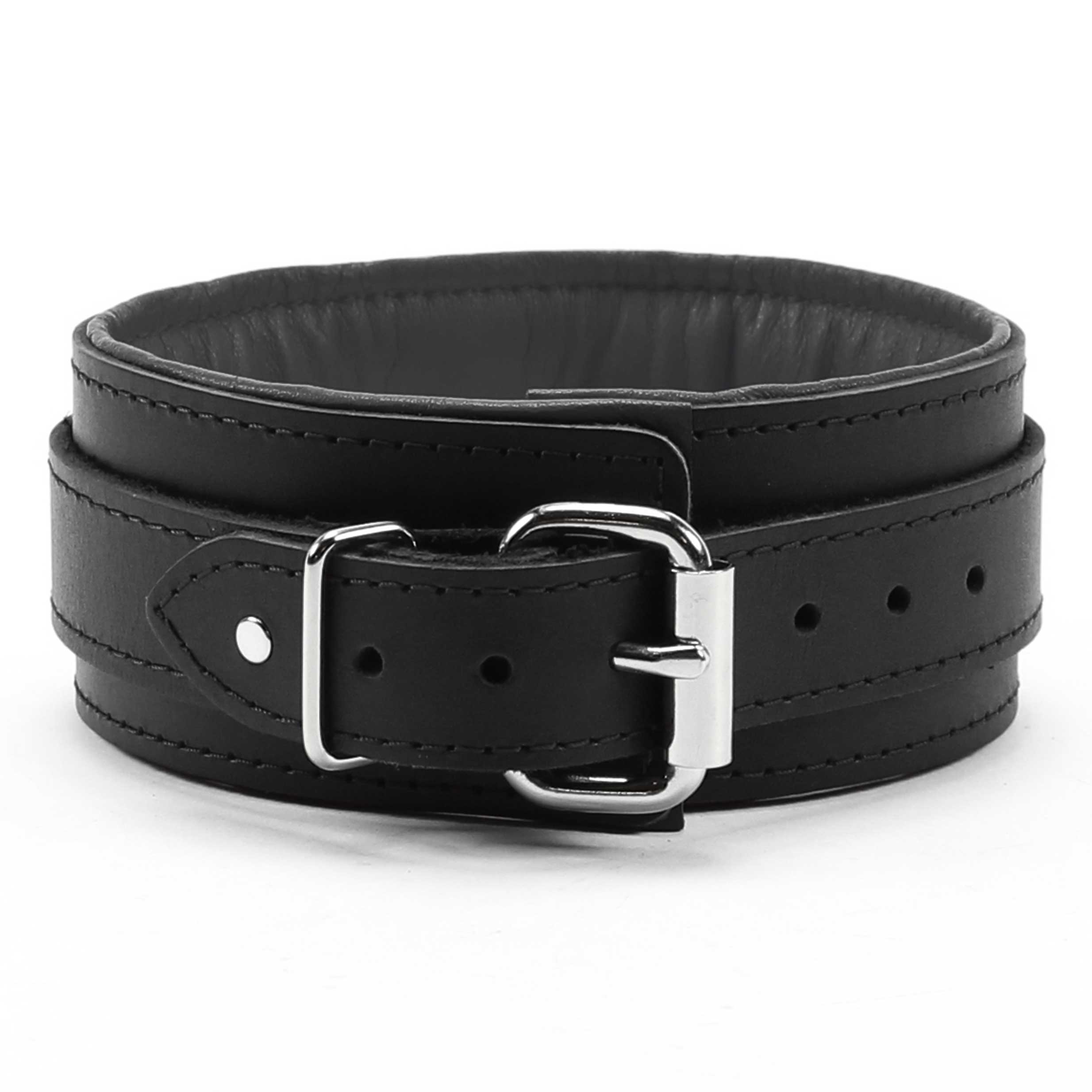 Luxury Padded Lambskin Leather BDSM Collar and Lead Grey Back