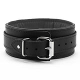 Luxury Padded Lambskin Leather BDSM Collar and Lead Grey Back
