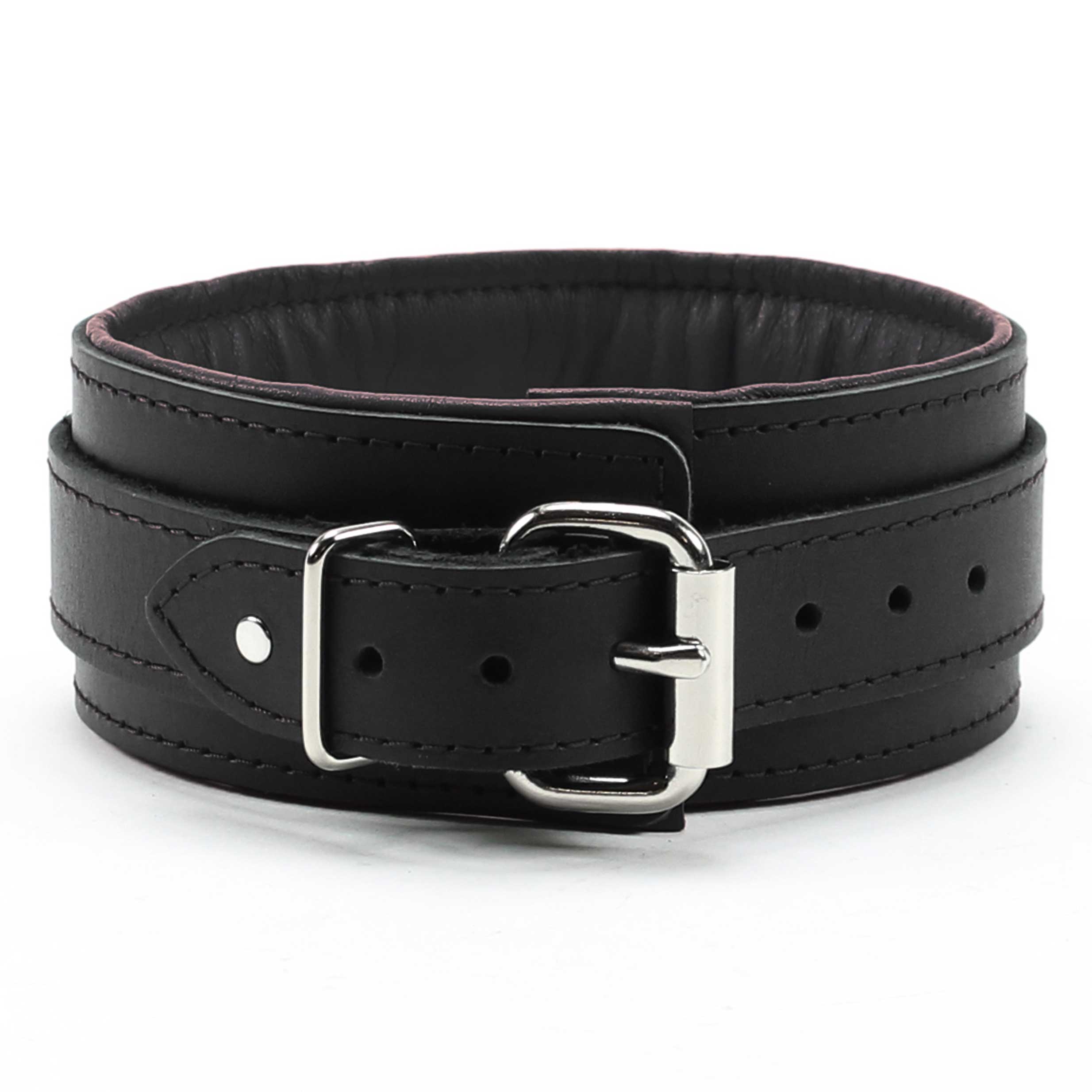 Luxury Padded Lambskin Leather BDSM Collar and Lead Black Back