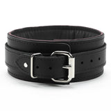 Luxury Padded Lambskin Leather BDSM Collar and Lead Black Back