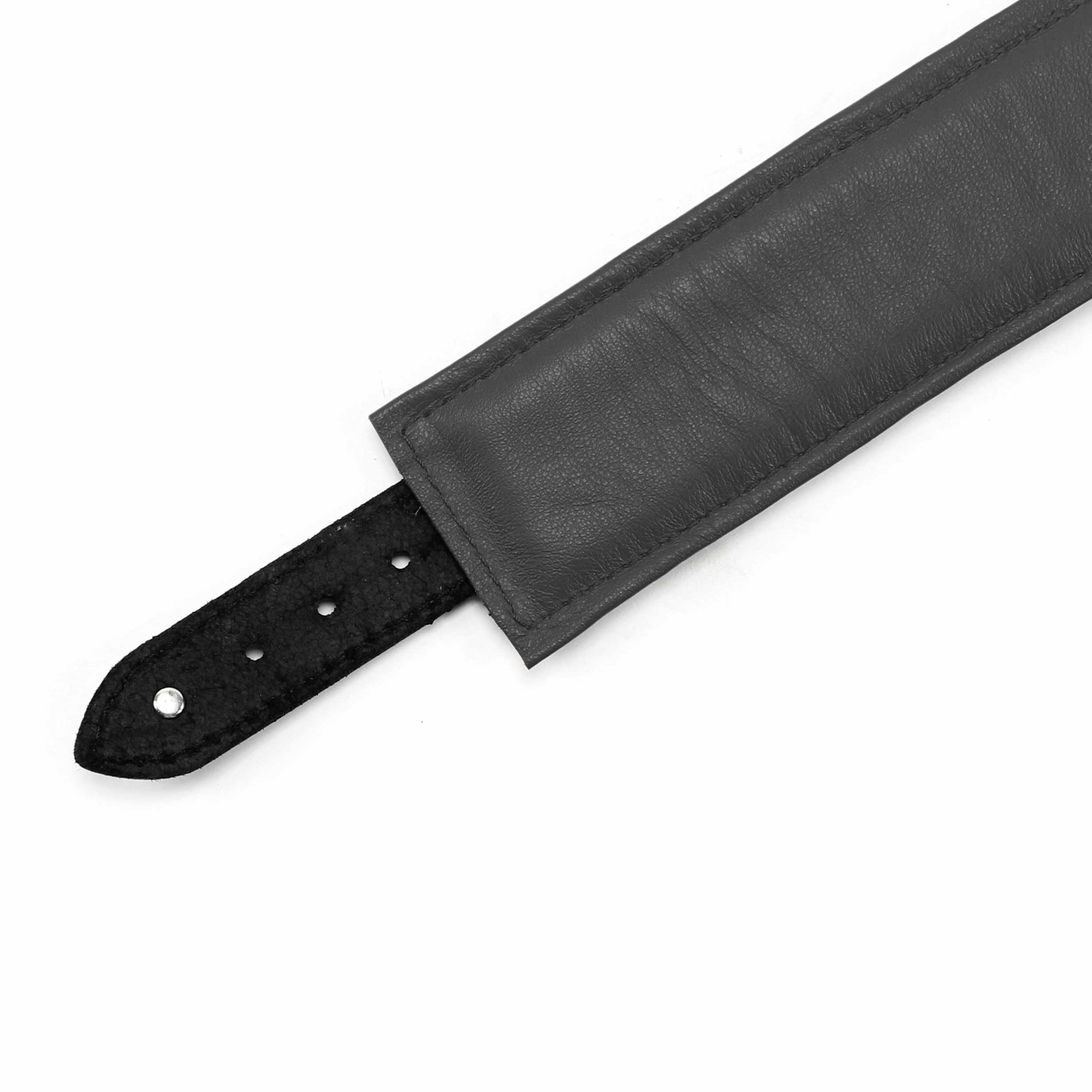 Luxury Padded Lambskin Leather BDSM Collar Grey Lambskin Liner