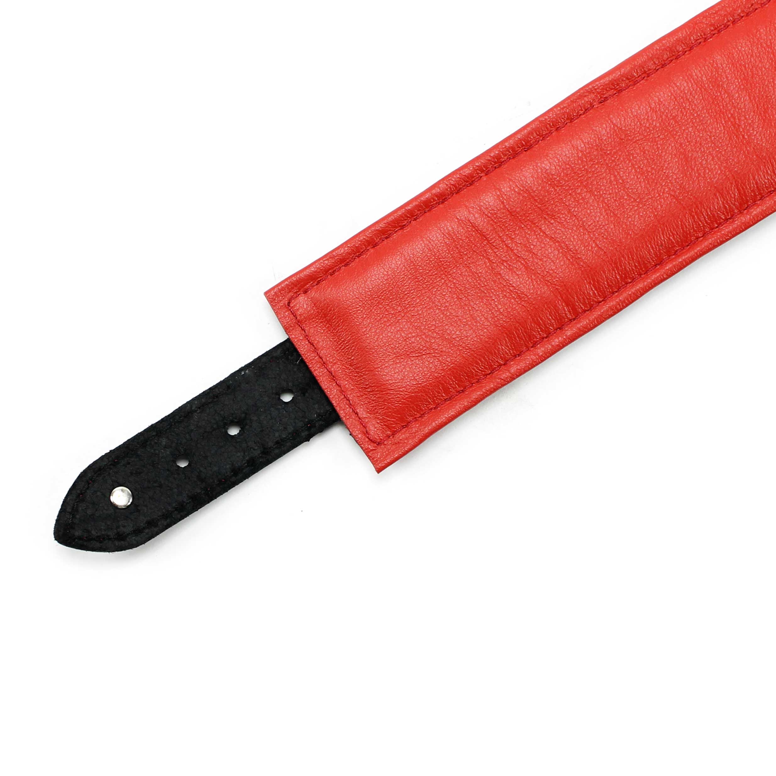 Luxury red padded lambskin locking bondage collar