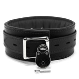 Luxury lambskin leather padded slave collar black lockable