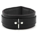 Luxury lambskin leather padded slave collar black front