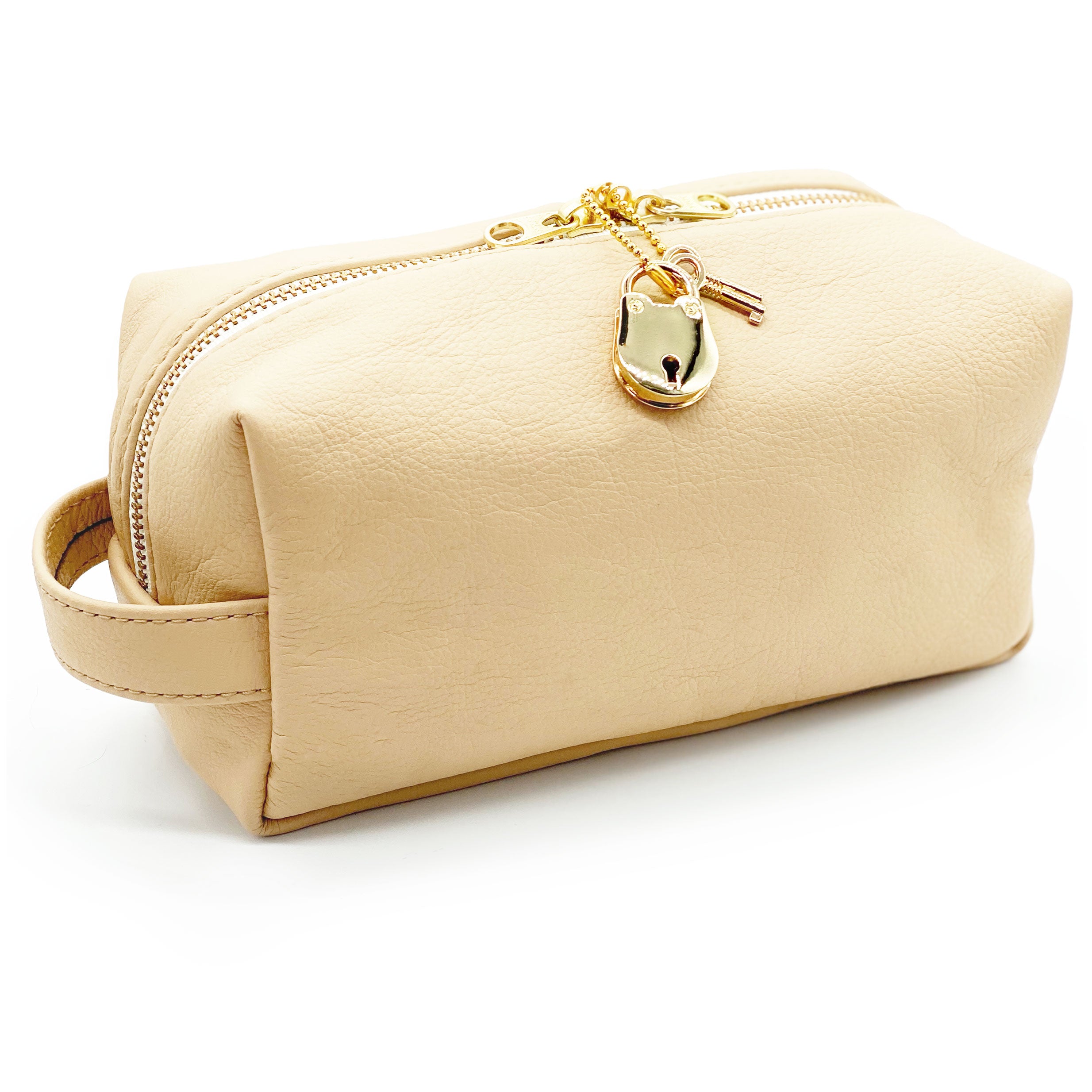 Luxury Tan Leather Locking Sex Toy Case