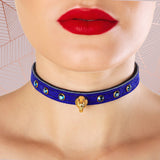 Daphne Blue Suede Luxury DDLG Day Collar on Model