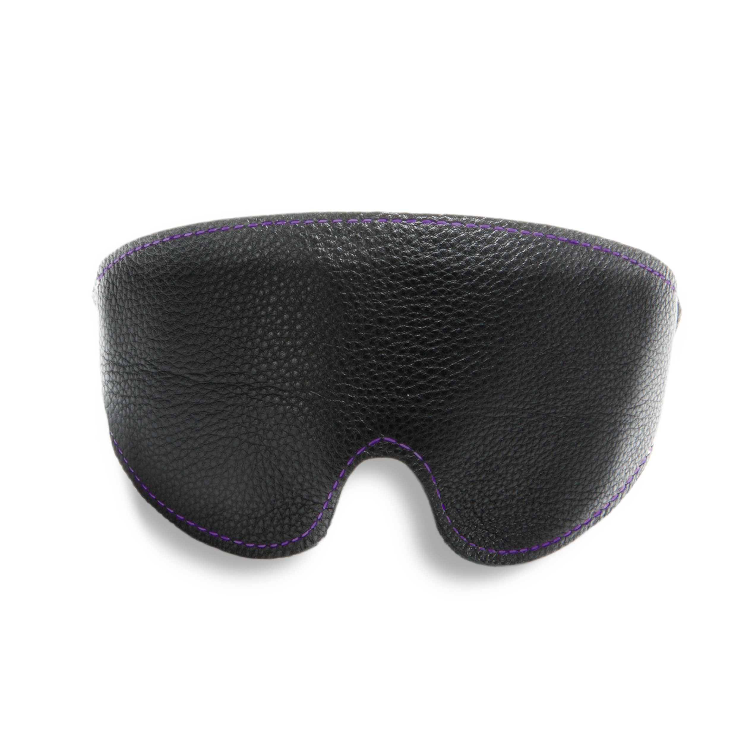 Luxury Leather Contoured BDSM Blindfold Purple Stitching