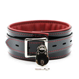 High-end-luxury-vegan-bondage-collar-red-lockable
