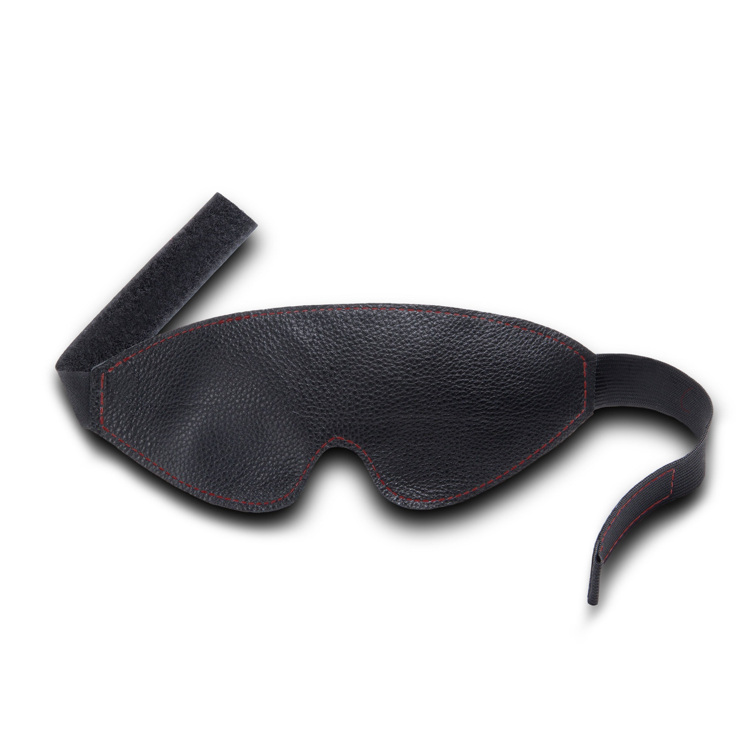 Luxury Leather Contoured BDSM Blindfold Red Stitching