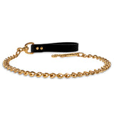 100% Solid Brass Nickel-Free Bondage Lead with Black Leather Hand Loop