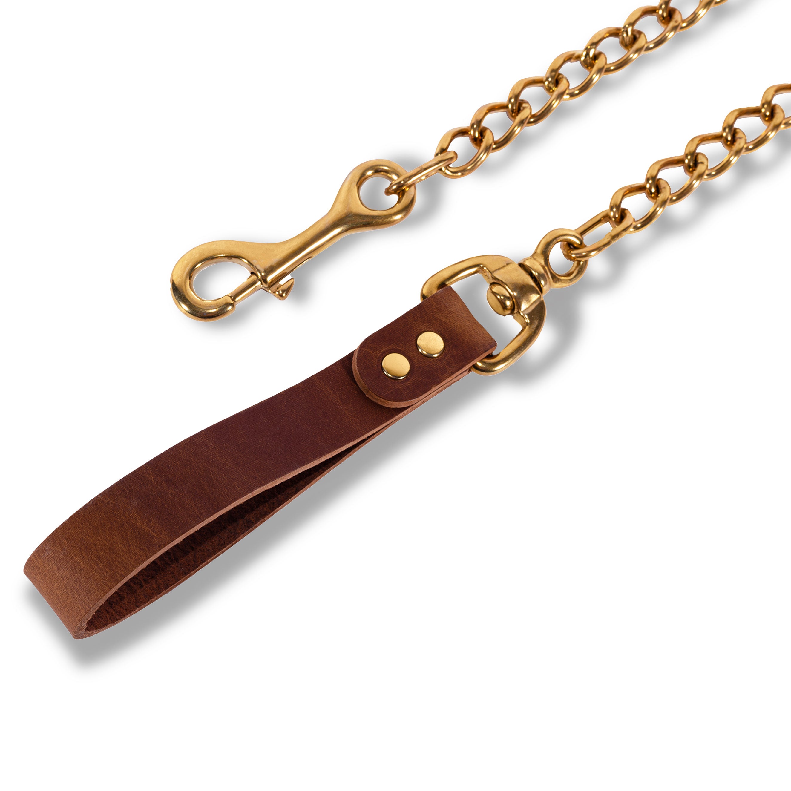 Luxury Nickel-Free Solid Brass BDSM Lead Brown Leather Hand Loop