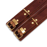 Luxury Brown Buffalo High BDSM Cuffs with Solid Brass Hardware Detail