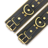 Luxury metallic padded leather bondage cuffs Detail