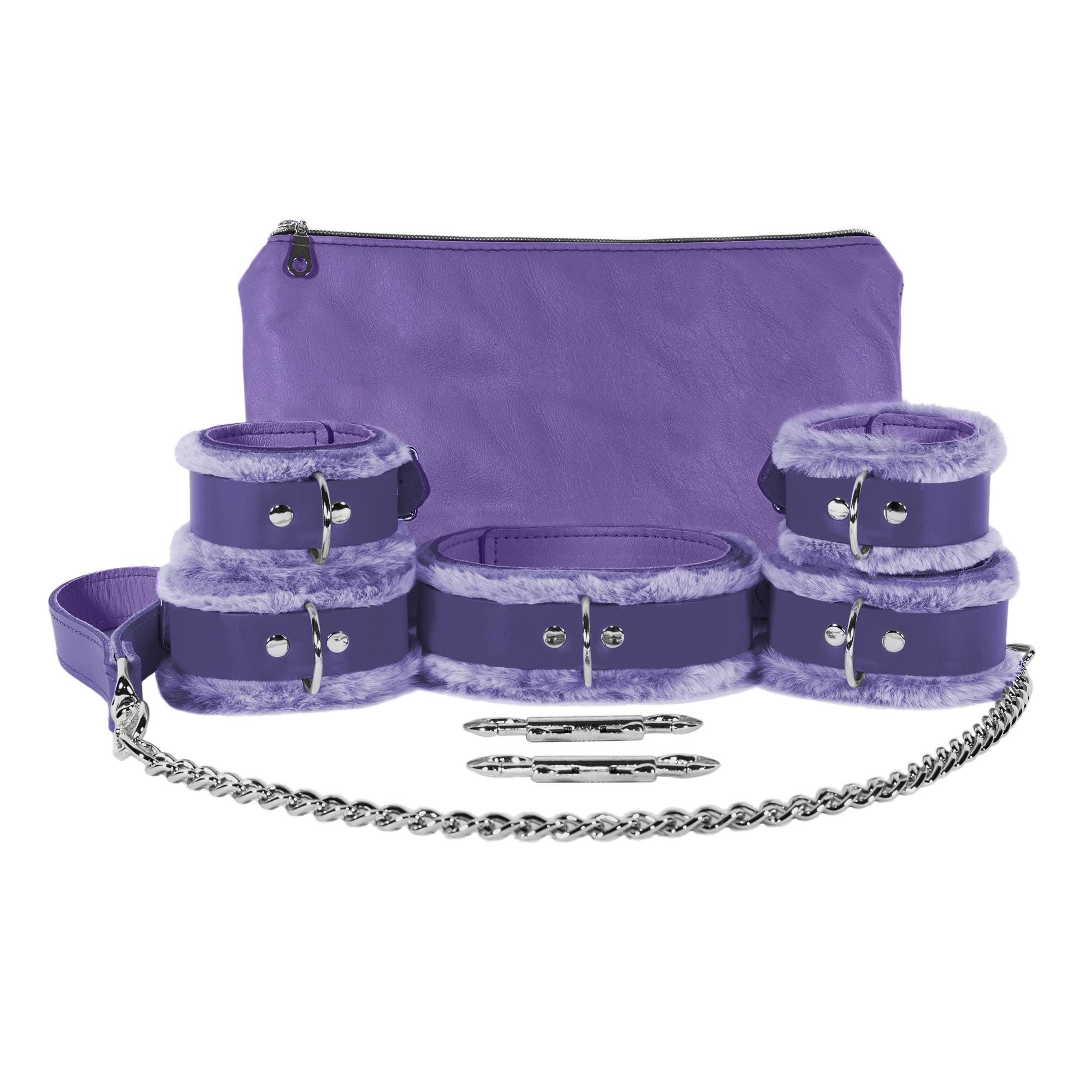 a purple set of bondage equipment with chains