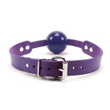 adjustable purple leather ball gag