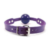adjustable purple leather ball gag