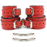 Berlin Leather Faux Fur-Lined BDSM Cuffs Back Red