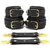 Luxury Black Suede and Gold Hardware BDSM Cuff Combo
