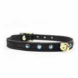 Luxury princess DDLG day collar suede black gold