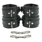 Luxury Padded Leather Submissive cuff set black front