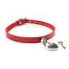 Handmade leather bondage day collar red with heart-shaped padlock