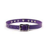 Luxury leather bondage DDLG day collar purple back
