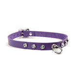Luxury leather bondage DDLG day collar purple