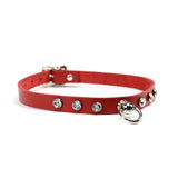 Luxury leather bondage DDLG day collar red