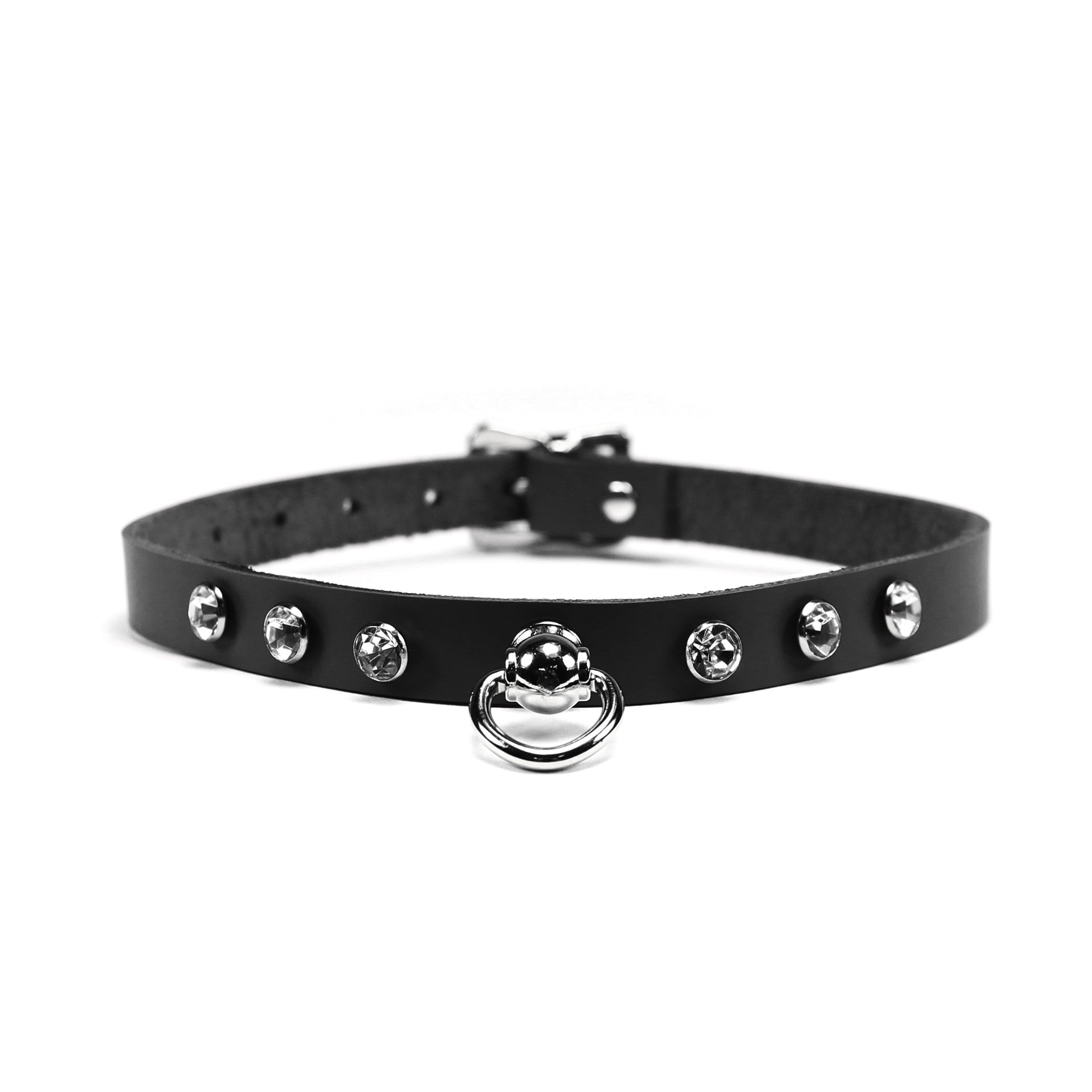 Luxury leather bondage DDLG day collar black