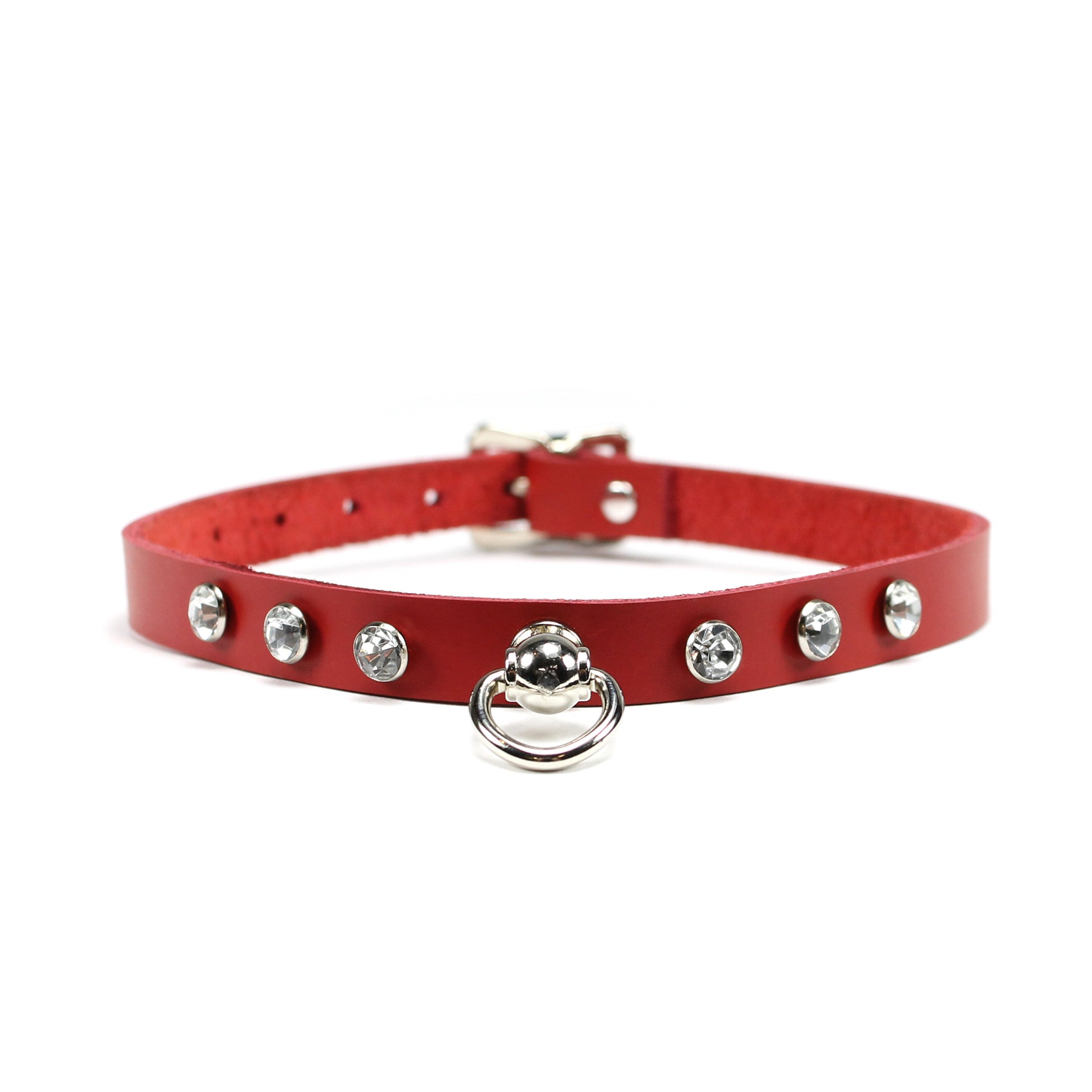 Luxury leather bondage DDLG day collar red